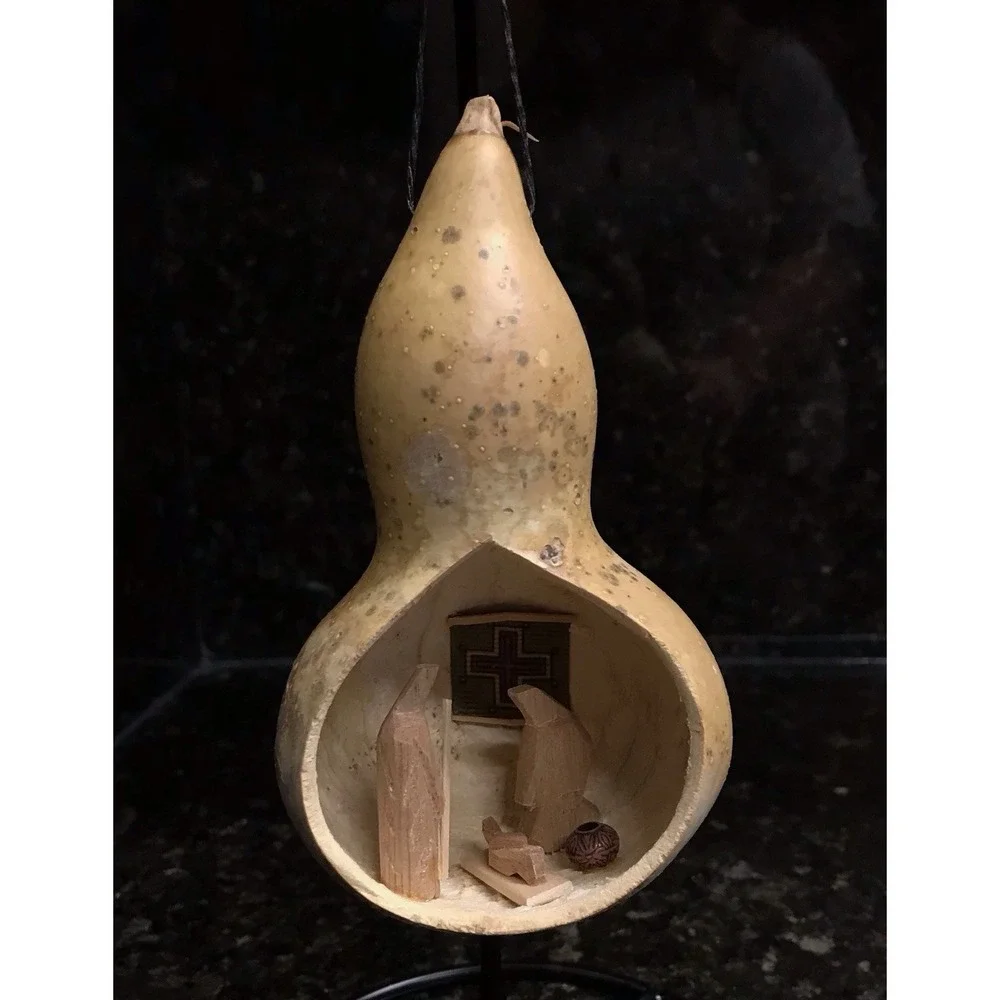 Vintage Nativity Gourd‎ Christmas Tree Ornament Folk Art